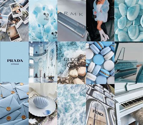 Boujee Blue Aesthetic Wall Collage Kit Digital Download 51 Etsy In