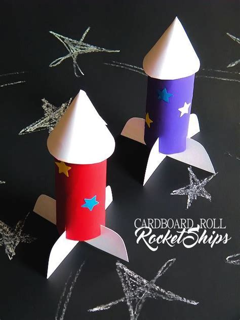 Cardboard Roll Rocket Ships Space Crafts For Kids Paper Roll Crafts