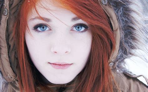 Wallpaper Face Women Redhead Portrait Long Hair Anime Blue Eyes