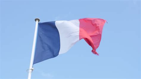 French Flag Waving Against A Blue Sky Stock Footage Video 462244