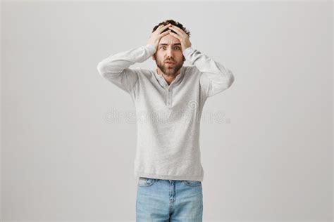 Young Man Expressing Shocked Face Hands Head Stock Photos Free