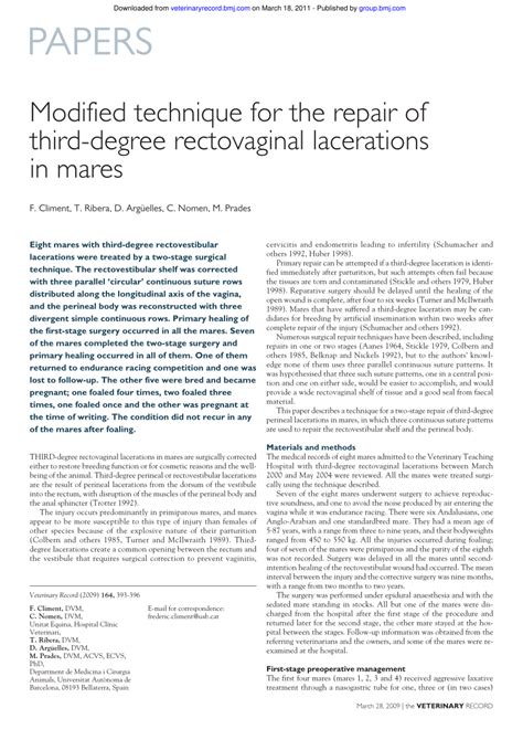 Pdf Modified Technique For The Repair Of Third Degree Rectovaginal