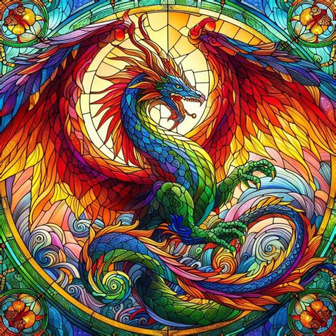 Stained Glass Rainbow Dragon Raidragonart