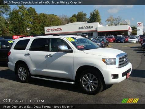 Super White 2010 Toyota Sequoia Limited 4wd Graphite Interior