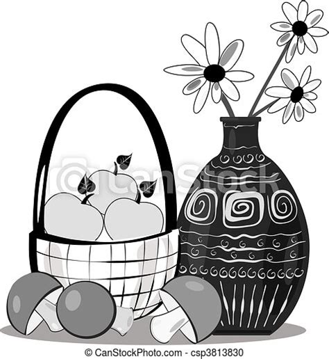 Vector Clipart Of Still Life With Flowers Csp3813830 Search Clip Art