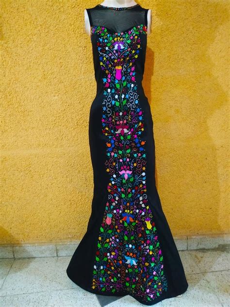 Mexican Formal Evening Gown Mexican Dresses Mexican Embroidered