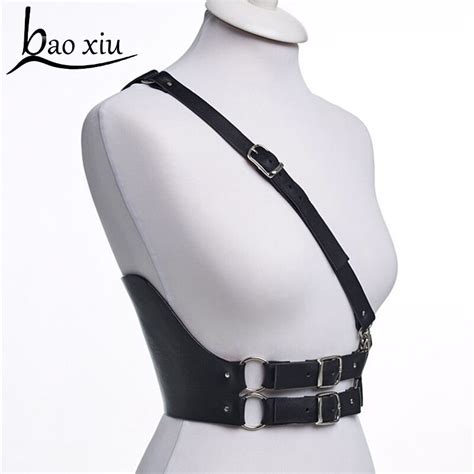 2018 new punk rock rave suspenders sexy bondage dress belt body straps gothic black faux leather