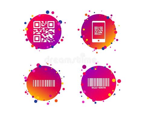Bar And Qr Code Icons Scan Barcode Symbol Vector Stock Vector