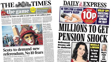 Newspaper Headlines End Of Eu Migration And Pension Woes Bbc News