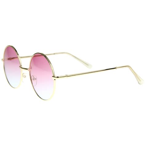 Womens Metal Round Sunglasses With Uv400 Protected Gradient Lens Sunglassla