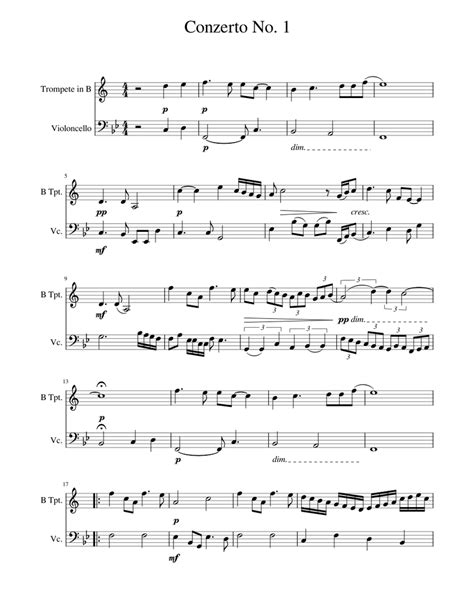 Trumpet Cello Sheet Music For Trumpet In B Flat Cello Mixed Duet