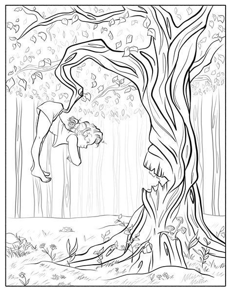 Enchanted Forest Coloring Page 3 Whimsical Coloring Page Etsy