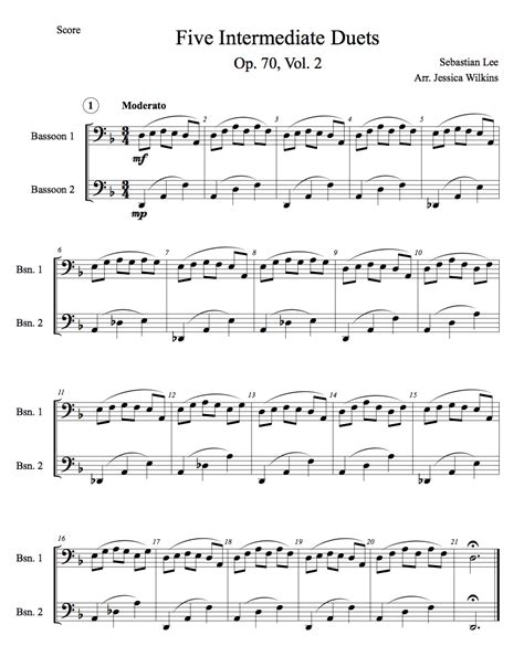 5 Intermediate Bassoon Duets Vol2 Digital Download Jdw Sheet Music