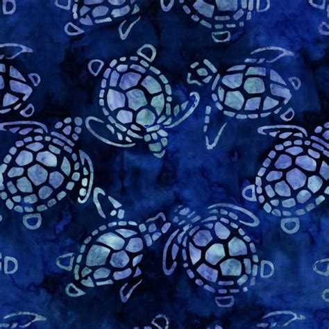 Michael Miller Blue Sea Turtles Tropical Batik Fabric Etsy