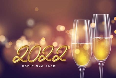 Free Vector | Happy new year with two glasses of champagne