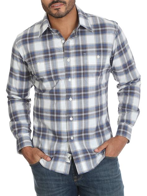 Wrangler Mens Premium Slim Fit Plaid Shirt