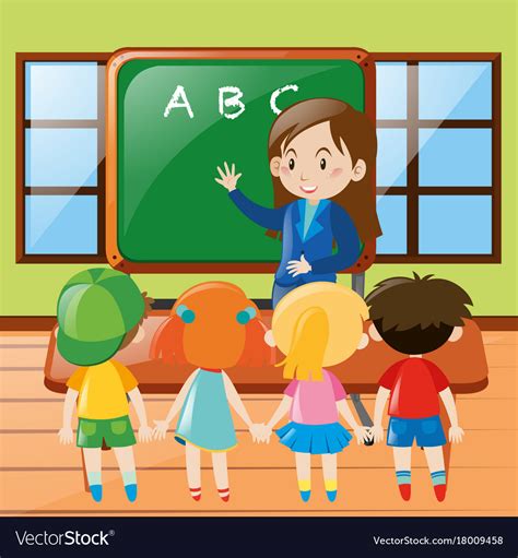 Teacher Teaching In Classroom Royalty Free Vector Image