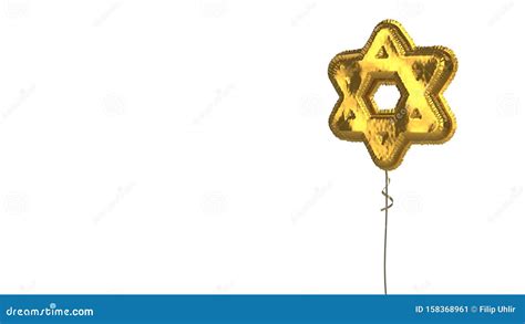 Gold Balloon Symbol Of Star Of David On White Background Stock