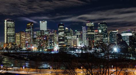 Calgary Skyline At Night Photograph By Bruno Doddoli Fine Art America