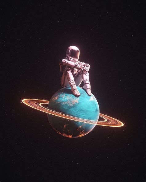 Stuck On Saturn Astronaut Planet Space Hd Phone Wallpaper Peakpx