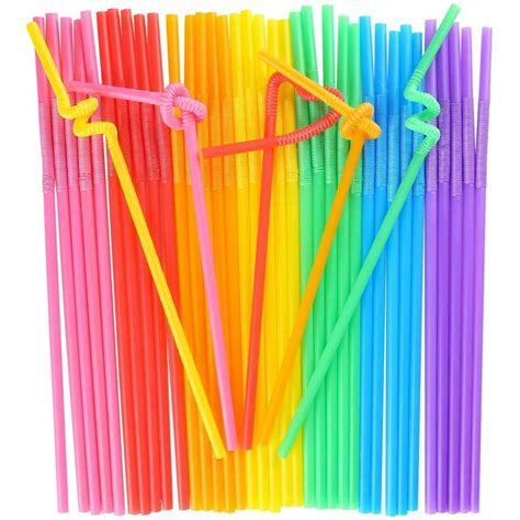 Chainplus Drinking Straws Plastic Disposable 100 Pcs Food Grade