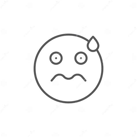 Worried Face Emoticon Vector Icon Symbol Isolated On White Background