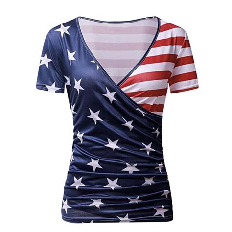 american flag women s t shirt casual short sleeve top stars and stripes design your megastore