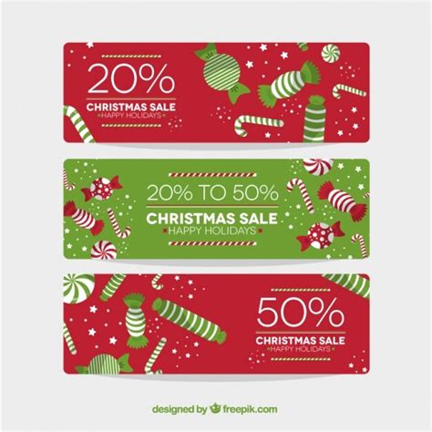 Free Vector Christmas Banners With Discounts And Sweets