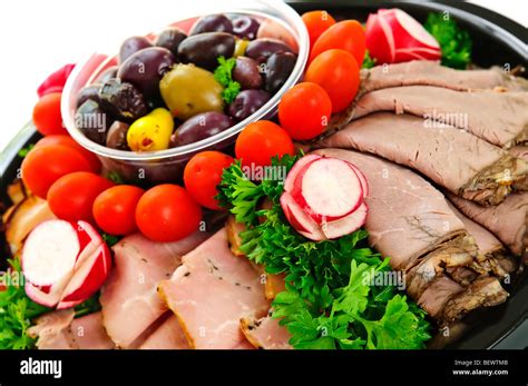 Platter Of Assorted Cold Cut Meat Slices Stock Photo Alamy