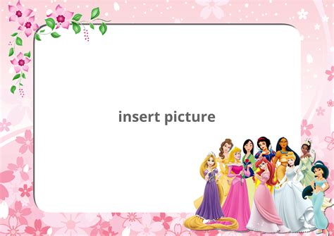 Disney Princess Floral Png Frame Printable Png Frames Cartoon