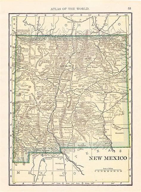 Original 1909 State Map New Mexico Vintage Antique Map Great Etsy