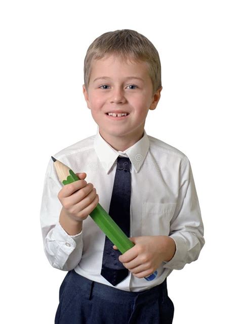 Schoolboy Holding Pencil Stock Image Image Of School 22221087