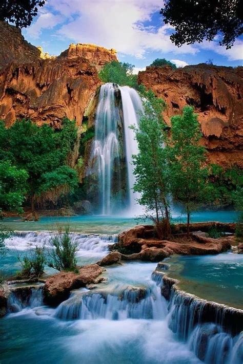 Havasu Falls Arizona Usa Waterfall Beautiful