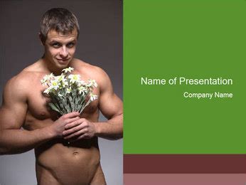Naked Man With Flowers Powerpoint Template Backgrounds Google Slides Id