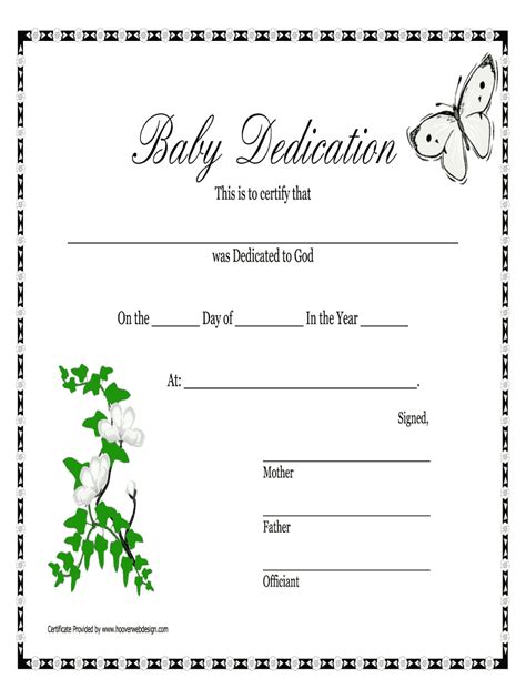 Hoover Web Design Baby Dedication Certificate Fill And Sign Printable