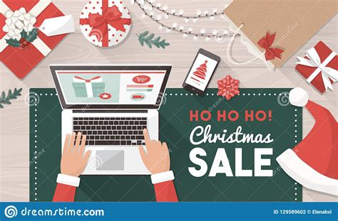 Amaze them with one of these cool, innovative gifts: Santa Ordering Christmas Gifts Online Stock Vector ...