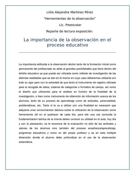 Calaméo Ela Importancia De La Observación En El Proceso Educativo