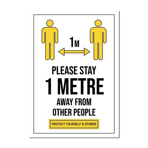 Please Stay 1 Metre Away From Other People Window Sign For Shops Pub