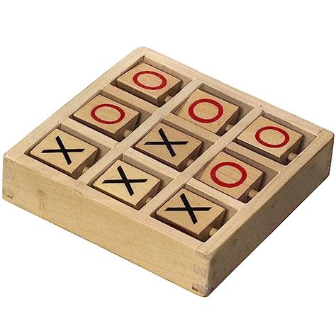 Tic Tac Toe Wooden Travel Board Game With Fixed Pieces