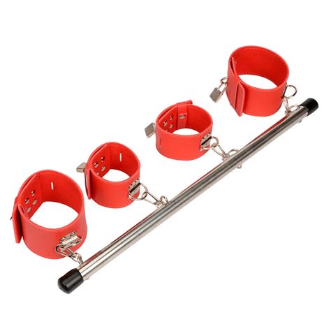 Adjustable Expandable Ankle Wrist Hand Cuffs Silver Spreader Set Bar