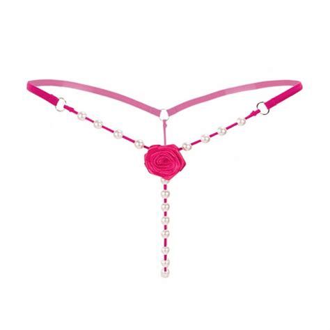 dndkilg women s stretch pearls g string thongs t back sexy panties underwear tangas hot pink one