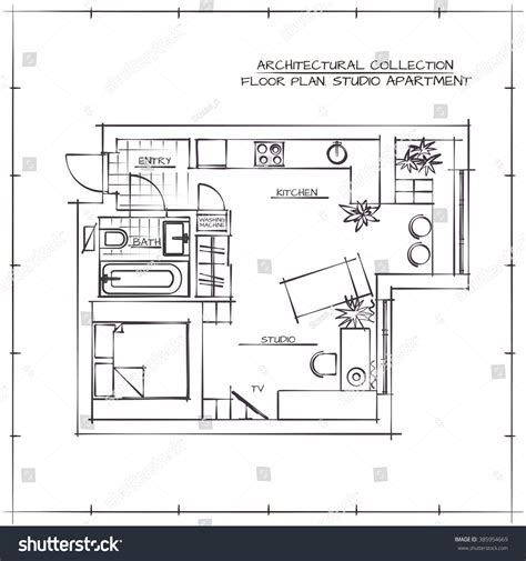 1649 Architectural Hand Drawn Floor Plan Images Stock Photos