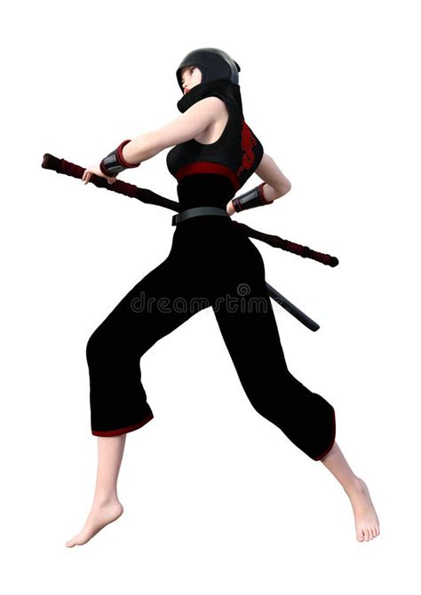 3d Rendering Female Ninja On White Stock Illustration Illustration Of Girl Japanese 146792319