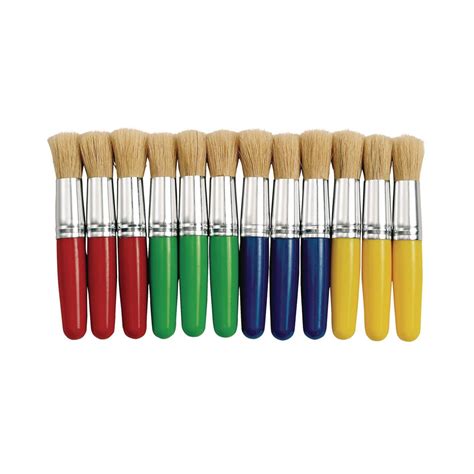 Colorations 5 14 Inch Chubby Paint Brushes 12 Pack Art Supplies