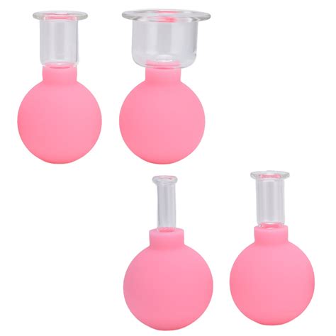 4pcs Silicone Glass Cupping Therapy Set Massage Vacuum Cupping Cups Kit For For Face Leg Arm