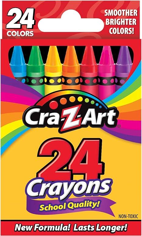 Cra Z Art Basic Crayons Assorted Colors Box Of 24 Crayons