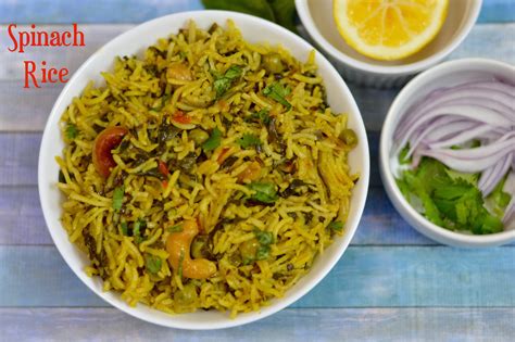 Instant Pot Spinach Rice Palak Ricepalak Pulao Recipe Spinach