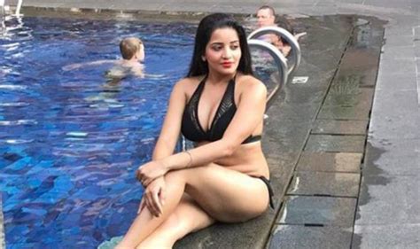 Bhojpuri Bomb Monalisa Looks Burning Hot In Sexy Black Bikini As She Takes A Dip In The Pool