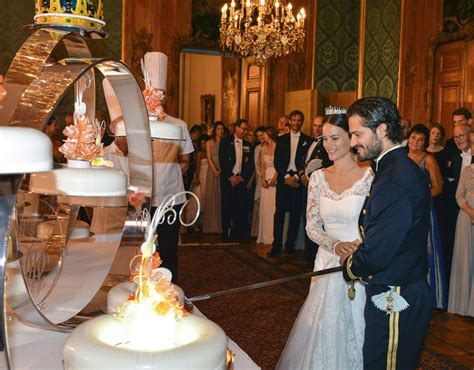 The ingredients for a wedding cake. Princess Sofia and Prince Carl Philip cut the wedding cake ...