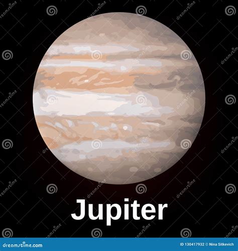 Jupiter Planet Icon Realistic Style Stock Vector Illustration Of
